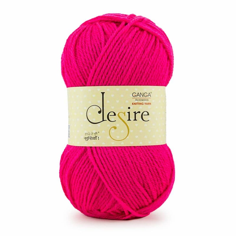 Ganga Acrowools Acrylic Desire Hand Knitting and Crochet Yarn. Pack of 1 Ball - 100Gms. Shade No - DSR036, Poppy Fuchsia - Image 5