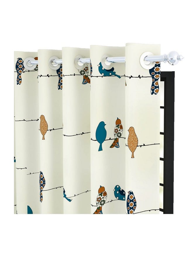 Story@Home Story@Home Long Door Curtains 9 Feet Set of 2 | Birds Design Bohemian Curtains | Light Filtering Cotton Curtain | Curtains for Living Room | (116 x 275 cm, White & Mustard) | Perfect for Home Decor  - Image 2
