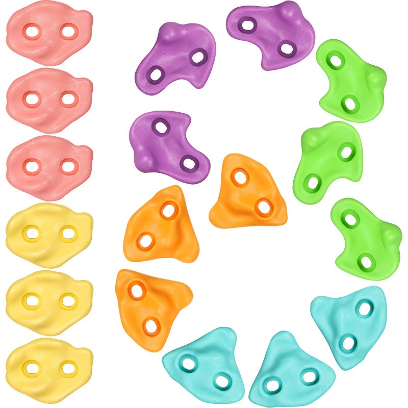 TOPNEW 18PCS Climbing Holds for Kids Rock Wall Climbing Kit with Hardware for Indoor and Outdoor Climbing Wall Soft Color - Image 2