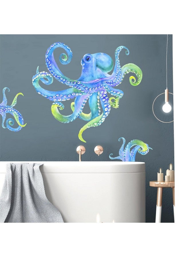 Easma Large Octopus Wall Sticker Ocean Animal Wall Decal Peel and Stick Vinyl Art Mural for Bathroom Decor Kraken Tentacles Summer Walls Stickers Under The Sea Decals for Kids Bedroom Living Room - Image 5