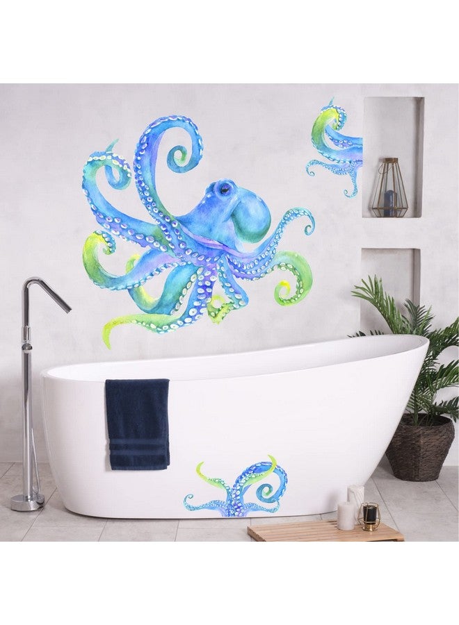 Easma Large Octopus Wall Sticker Ocean Animal Wall Decal Peel and Stick Vinyl Art Mural for Bathroom Decor Kraken Tentacles Summer Walls Stickers Under The Sea Decals for Kids Bedroom Living Room - Image 2