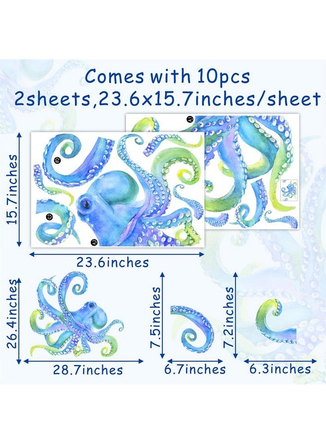 Easma Large Octopus Wall Sticker Ocean Animal Wall Decal Peel and Stick Vinyl Art Mural for Bathroom Decor Kraken Tentacles Summer Walls Stickers Under The Sea Decals for Kids Bedroom Living Room - Image 3