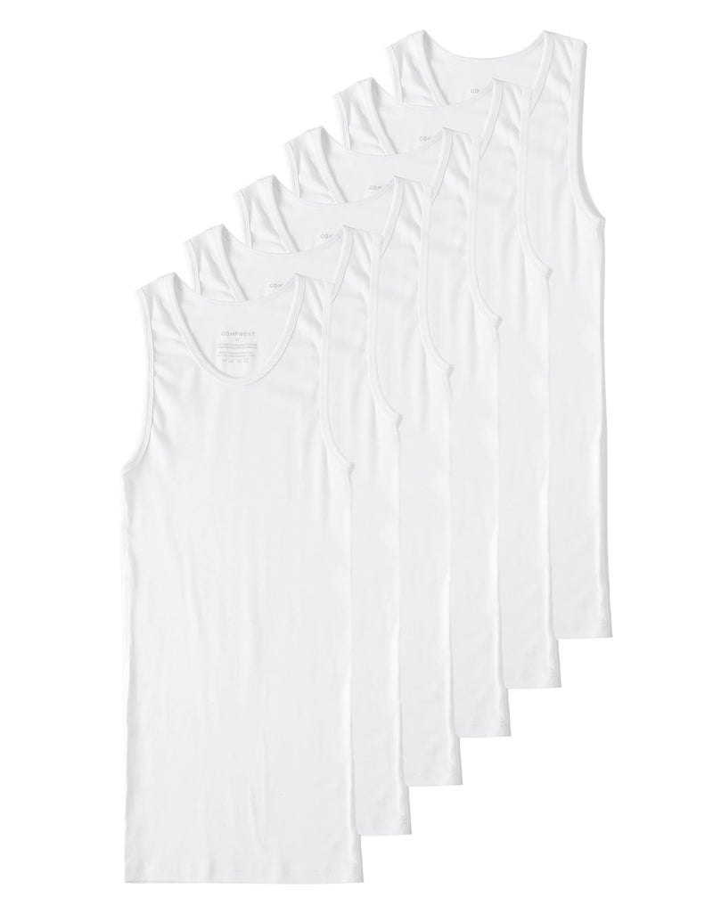 Comfneat Mens 6Pack AShirts Tight Fit Tank Tops Cotton Spandex Undershirts White 6Pack XXL - Image 2
