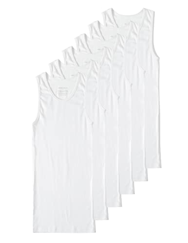 Comfneat Mens 6Pack AShirts Tight Fit Tank Tops Cotton Spandex Undershirts White 6Pack XXL - Image 1