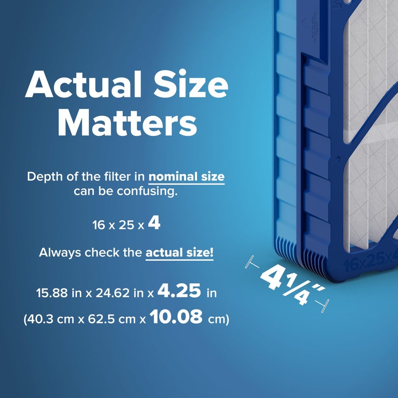 Filtrete 16x25x4 Refillable Air Filter Starter Kit, MPR 1550, MERV 12, 1 Reusable Air Filter Frame & 2 Air Filters, Fits Honeywell & Lennox, Allergen Bacteria & Virus, actual size 15.88 x 24.62 x 4.25 - Image 5