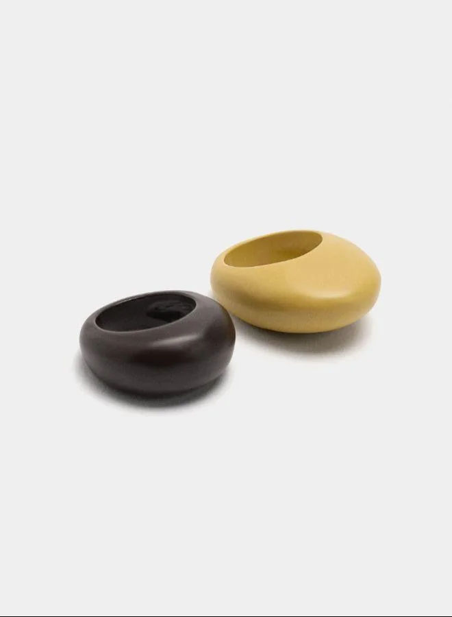 Parfois Multicolour Set of rounded rings with enamel Multicolor for Women | Best Price UAE