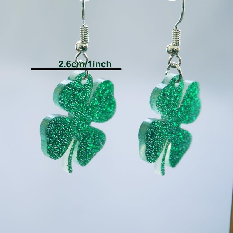 WINROLA Women Adult St Patricks Day Earrings, Green Shamrock Dangle Earrings St. Patrick's Day Accessories Clover Earrings Irish Lucky Shamrock Dangle Earrings St. Patrick's Day Accessories for Women (YFC) - Image 5