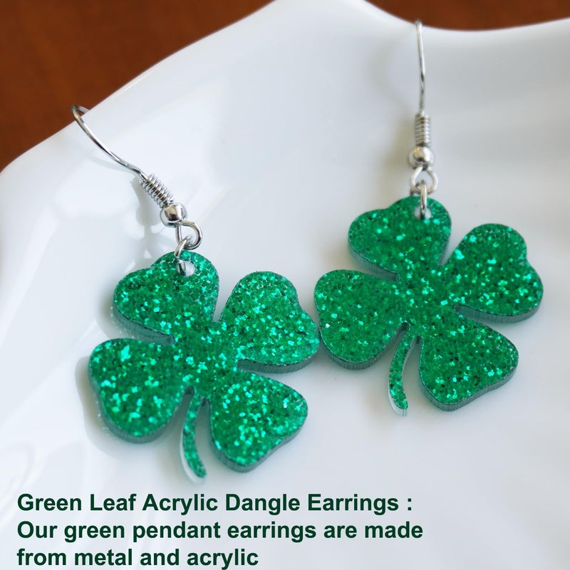 WINROLA Women Adult St Patricks Day Earrings, Green Shamrock Dangle Earrings St. Patrick's Day Accessories Clover Earrings Irish Lucky Shamrock Dangle Earrings St. Patrick's Day Accessories for Women (YFC) - Image 3