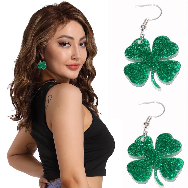 WINROLA Women Adult St Patricks Day Earrings, Green Shamrock Dangle Earrings St. Patrick's Day Accessories Clover Earrings Irish Lucky Shamrock Dangle Earrings St. Patrick's Day Accessories for Women (YFC) - Image 2