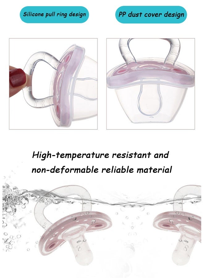 Quantum 2 PCS Baby Pacifier, Soft Durable Orthodontic Soothers with a dust cover and an anti-drop chain, Natural Nipple Shape Easy Clean - Image 4