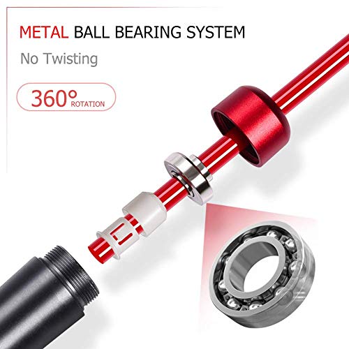 Redify Weighted Jump Rope for Workout Fitness(1LB), Tangle-Free Ball Bearing Rapid Speed Skipping Rope for MMA Boxing Weight-loss,Aluminum Handle Adjustable Length 9MM Fabric Cotton+9MM Solid PVC Rope - Image 3