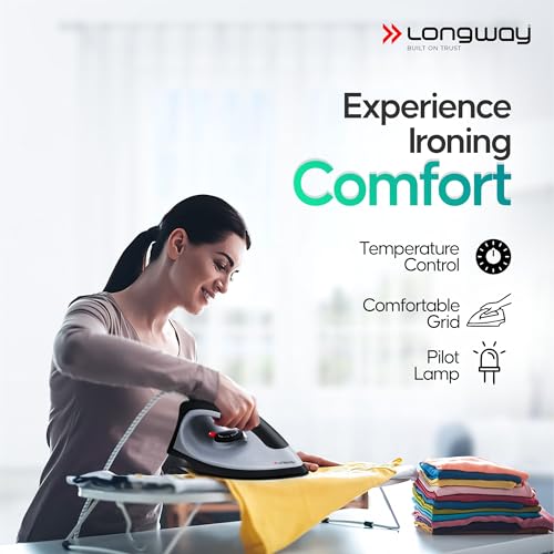 Longway Kwid Light Weight Non-Stick Teflon Coated Dry Iron, Electric Iron for Clothes | 2 Years Warranty (1100 Watt, Black) - Image 2