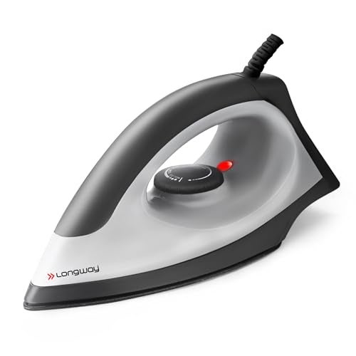 Longway Kwid Light Weight Non-Stick Teflon Coated Dry Iron, Electric Iron for Clothes | 2 Years Warranty (1100 Watt, Black) - Image 1