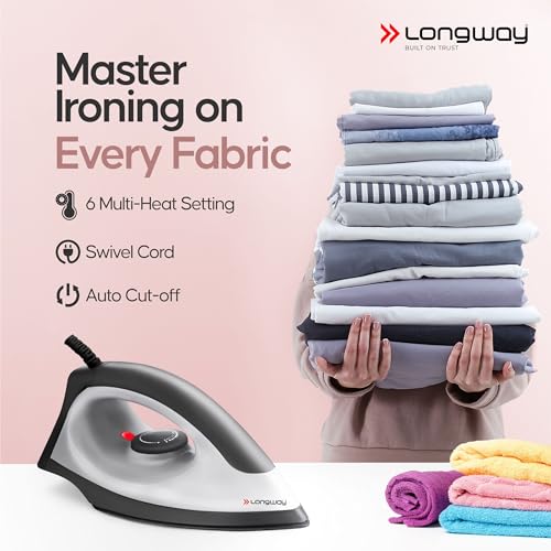 Longway Kwid Light Weight Non-Stick Teflon Coated Dry Iron, Electric Iron for Clothes | 2 Years Warranty (1100 Watt, Black) - Image 3