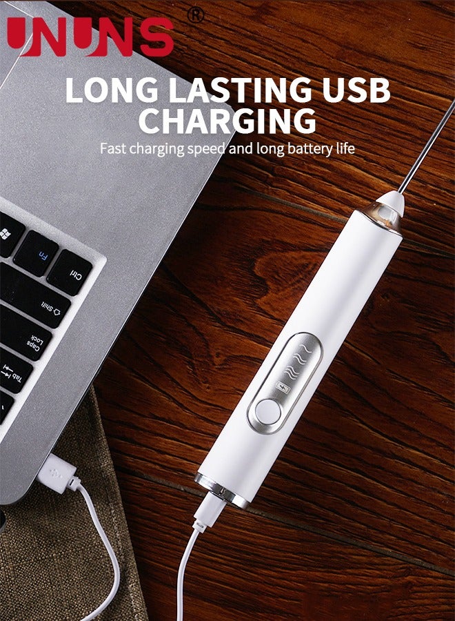 UNUNS رغوة خفق كهربائية محمولة، صانع رغوة قابل لإعادة الشحن عبر USB مع 3 مخفقات مقاومة للصدأ و3 خلاط سرعات قابل للتعديل لقهوة ماتشا لاتيه كابتشينو والشوكولاتة الساخنة  - Image 5