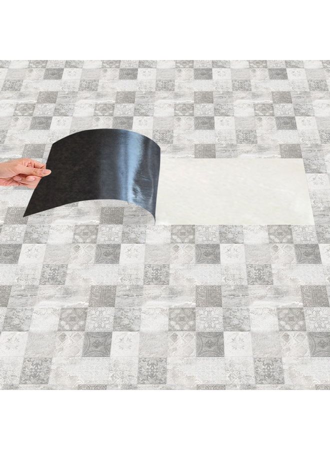 Waterproof Self Adhesive Floor Sticker Grey/White