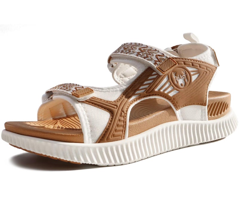 KuaiLu Womens Orthopedic Walking Sandals Comfortable Arch Support Plantar Fasciitis Relief Sport Recovery Chunky Cushion Adjustable Summer Outdoor Beach Vacation Athletic Water Shoes White Size 8 - Image 1