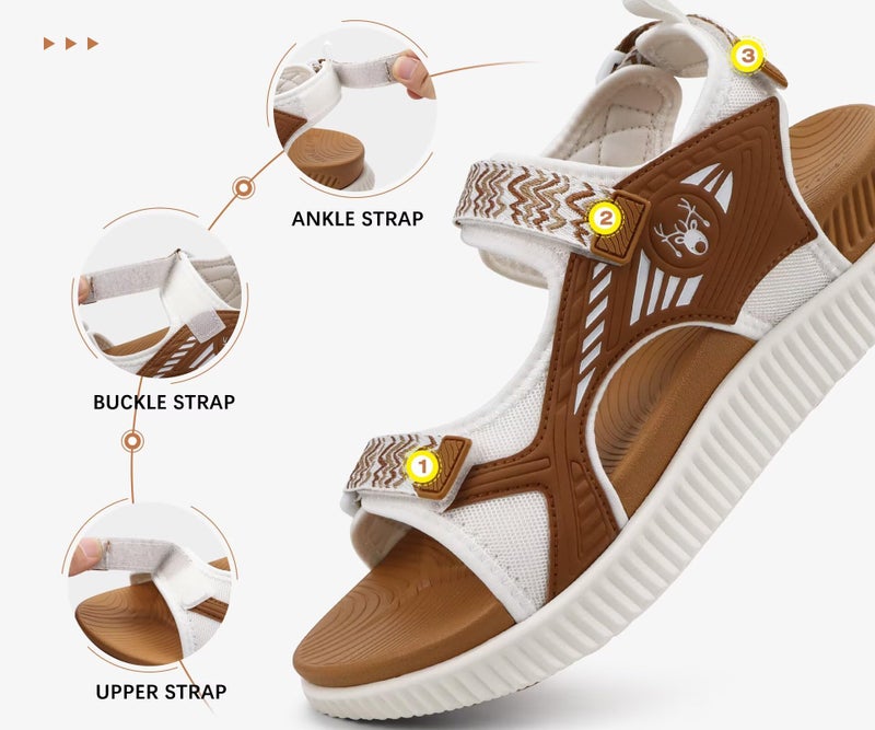 KuaiLu Womens Orthopedic Walking Sandals Comfortable Arch Support Plantar Fasciitis Relief Sport Recovery Chunky Cushion Adjustable Summer Outdoor Beach Vacation Athletic Water Shoes White Size 8 - Image 5