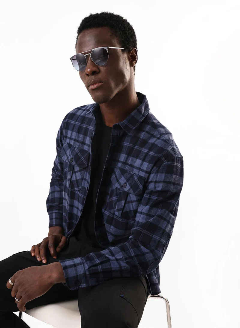 Dennis Lingo  Men's Navy 100% Cotton Casual Button Down Relaxed Shirt for Men | Best Price UAE