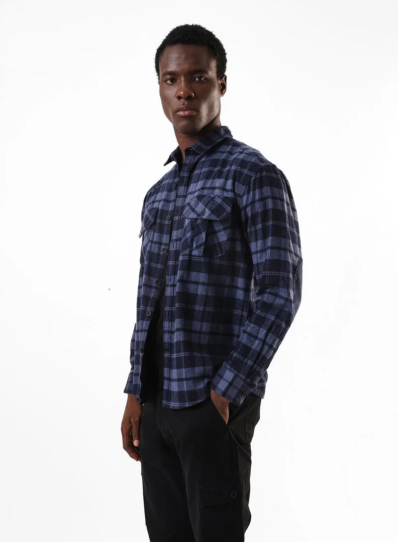 Men's Navy 100% Cotton Casual Button Down Relaxed Shirt