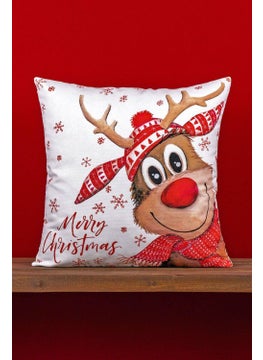 Double Sided Red Deer New Year Themed Digital Printed Throw Pillow Cover -Cgh1360-Ct
