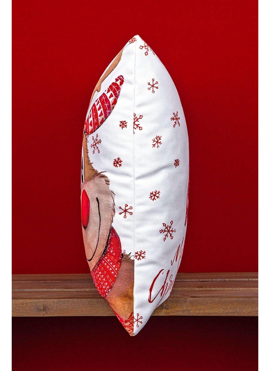 Cango Home - Double Sided Red Deer New Year Themed Digital Printed Throw Pillow Cover -Cgh1360-Ct - Image 1