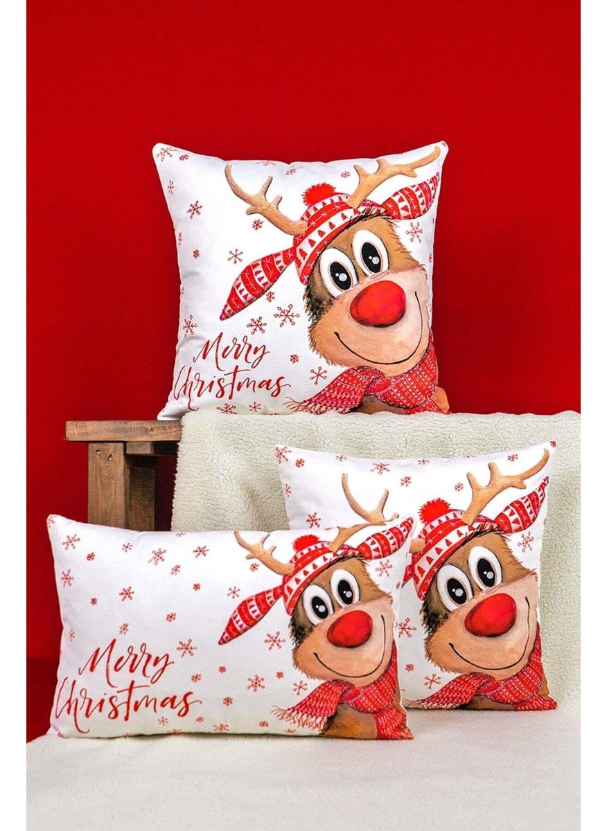Cango Home - Double Sided Red Deer New Year Themed Digital Printed Throw Pillow Cover -Cgh1360-Ct - Image 1