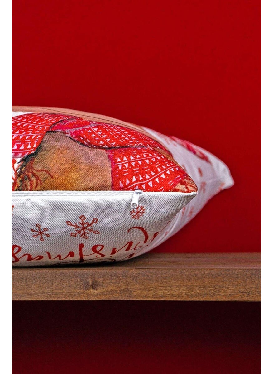Cango Home - Double Sided Red Deer New Year Themed Digital Printed Throw Pillow Cover -Cgh1360-Ct - Image 1