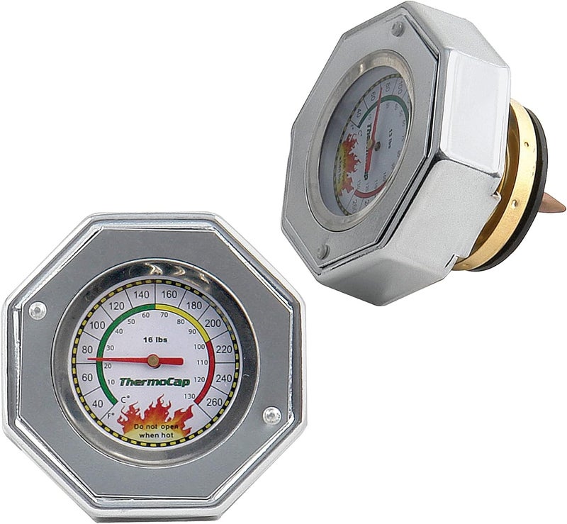 Nan Mr. Gasket 2471S Domestic Thermocap with 16 Psi Pressure Gauge - Silver - Image 1