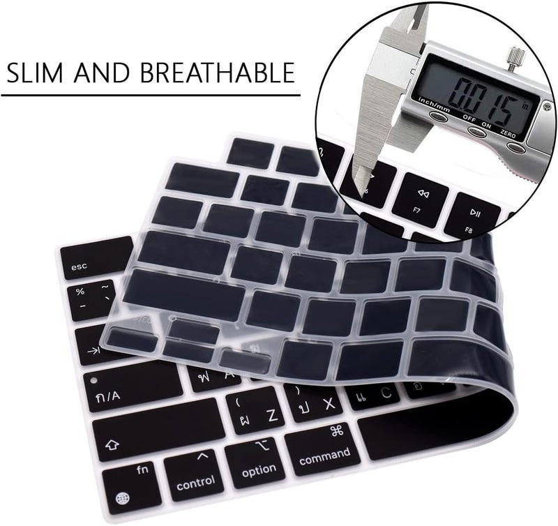 WYGCH Thai Keyboard Cover Skin for MacBook 2025-2022 Air 13.6" 15" M4 M3 M2 A3240 A3241 A3113/A3114/A2681/A2941; 2025-2021 Pro 14" 16.2" M4 M3 M2 M1 Pro/Max A2918/A2992/A2779/A2780/A2991- US Layout - Image 3