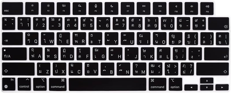 WYGCH Thai Keyboard Cover Skin for MacBook 2025-2022 Air 13.6" 15" M4 M3 M2 A3240 A3241 A3113/A3114/A2681/A2941; 2025-2021 Pro 14" 16.2" M4 M3 M2 M1 Pro/Max A2918/A2992/A2779/A2780/A2991- US Layout - Image 1
