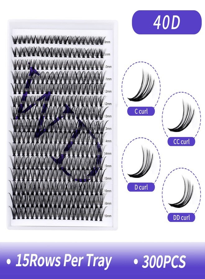 WENDY LASHES Lash Clusters Lashes Individual 300PCS C/D Curl Eyelash Extensions 0.07mm Thickness Individual Lashes Fluffy and Soft Volume Lashes Matt Dark Lashes Extension 8-16mm Mixed Length Beginner Use(300PCS-20D-0.07D,8-16mm Mixed Tray) - Image 2