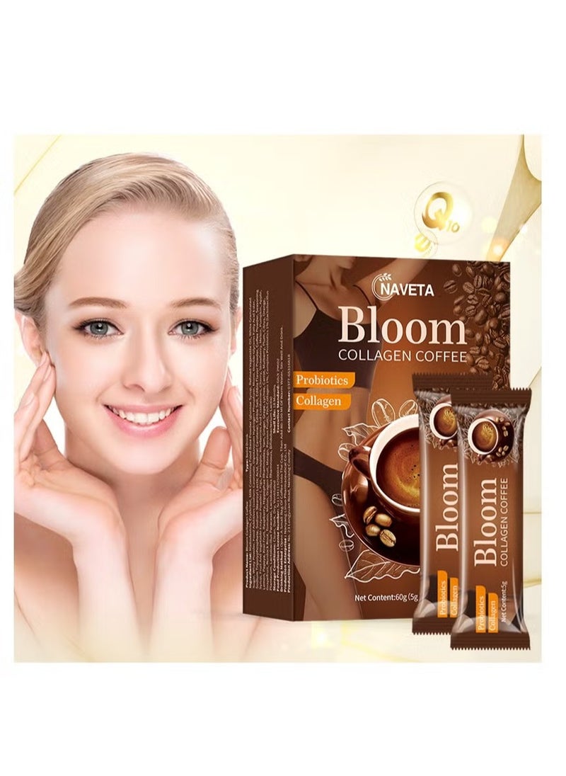 12bags-Bloom Collagen Coffee 100% Organic and Glutathione, Diet Coffee Slimming Coffee Gluta Collagen Detox Premium with Collagen Coffee