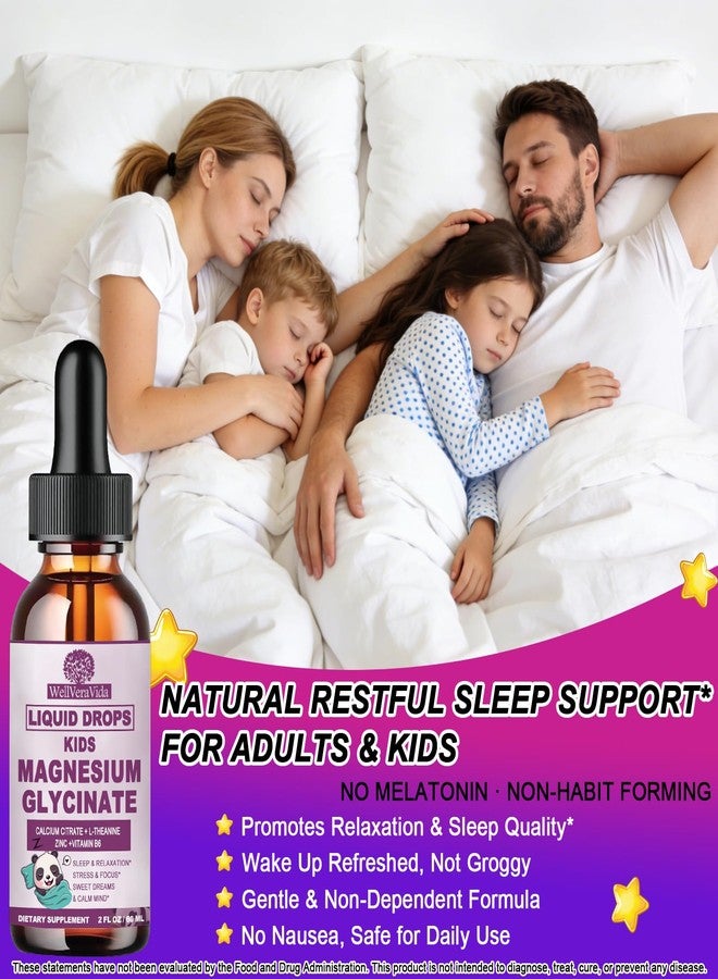 WellVeraVida Magnesium Glycinate Liquid for Kids & Adults, Magnesium Glycinate 200/100mg with Calcium, L-theanine, Vitamin B6 Zinc for Restful Sleep,Brain & Focus, High Absorption Magnesium Bisglycinate Supplement - Image 2