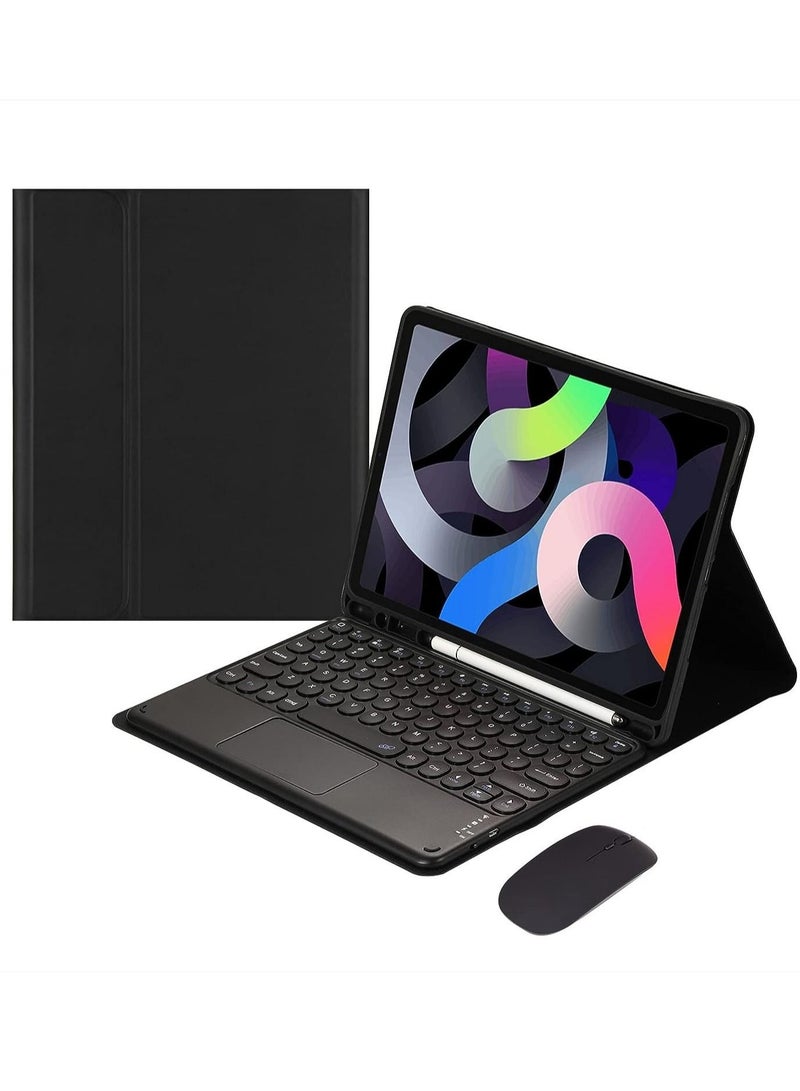 Bilingual  keyboard case with mouse for IPad Pro 11 2021 2020 2018, touchpad keyboard case retro round keys with mouse cute colorful keyboard built-in touchpad