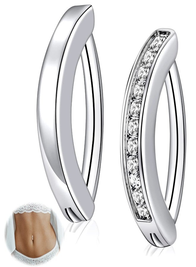 ونسينغ مجموعة أونسينغ من قطعتين، حلقات سرة 14G، حلقات سرة للنساء، حلقات سرة من الفولاذ الجراحي، حلقات سرة منحنية عكسية، مجوهرات ثقب السرة من الزركونيا المكعبة - Image 1