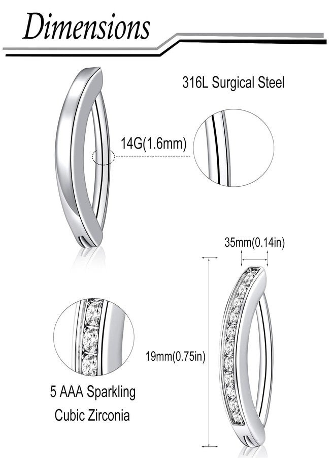 ونسينغ مجموعة أونسينغ من قطعتين، حلقات سرة 14G، حلقات سرة للنساء، حلقات سرة من الفولاذ الجراحي، حلقات سرة منحنية عكسية، مجوهرات ثقب السرة من الزركونيا المكعبة - Image 2