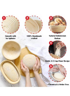 Bread baking kit baking tools 14-piece set, Bread Proofing Basket Set Œdough scraper, cloth cover, cutting knife, trimming knife, short-handled double-eye mixer, natural rattan oval + round bread fermentation basket Making Baking Fermentation Multicolor 25x15x8 cm - pzsku/Z78B81E5EA07BA4C4CBAAZ/45/_/1732784186/0ec293ba-fd13-493a-9504-0ad7612093e5