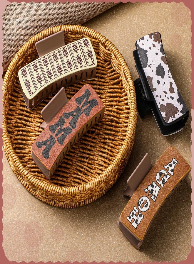 FineCheer 8 Pcs Western Hair Claw Clips Bulk Cow Print Highland Cattle Hair Accessories Leather Claw Clips Western Cowgirl Accessories Gifts for Girls Women Country Mother's Day Teacher Gift(Highland) - Image 5