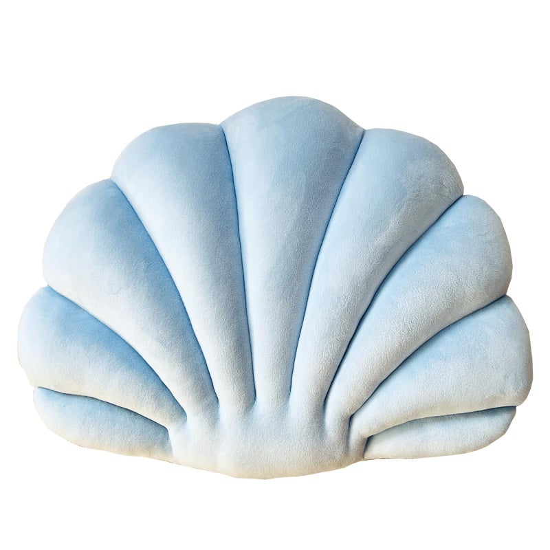 YRXRUS YRXRUS Shell Pillow Light Blue Seashell Pillow Patio Shell Shaped Pillow Accent Ocean Series Ultra Soft Velvet Cushion for Bed Living Kids Room 3D Insert Pillow 14X11 Inch 