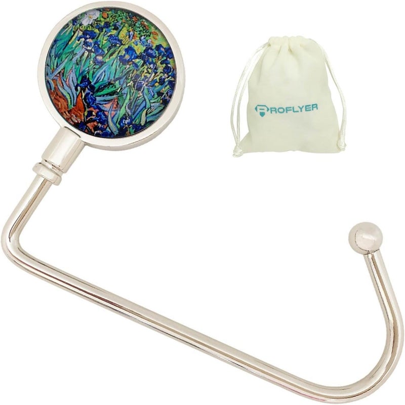 ROFLYER Purse Hook Hanger for Table Bar Long Handbag Hanger Bag Hanger with Velvet Pouch (Flowers Sea) - Image 1