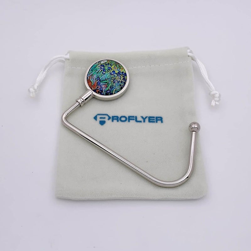 ROFLYER Purse Hook Hanger for Table Bar Long Handbag Hanger Bag Hanger with Velvet Pouch (Flowers Sea) - Image 3