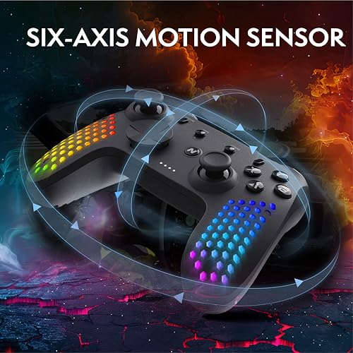 Nitho Hexagon Wireless RGB Controller for PC, Switch, Android, iOS and Windows, with 6-Axis Motion Sensor, Customizable Triggers, Detachable Phone Clamp, Lightweight Honeycomb Design - Image 5