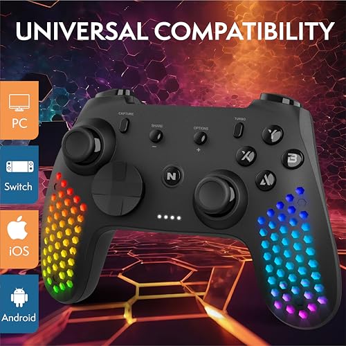 Nitho Hexagon Wireless RGB Controller for PC, Switch, Android, iOS and Windows, with 6-Axis Motion Sensor, Customizable Triggers, Detachable Phone Clamp, Lightweight Honeycomb Design - Image 3
