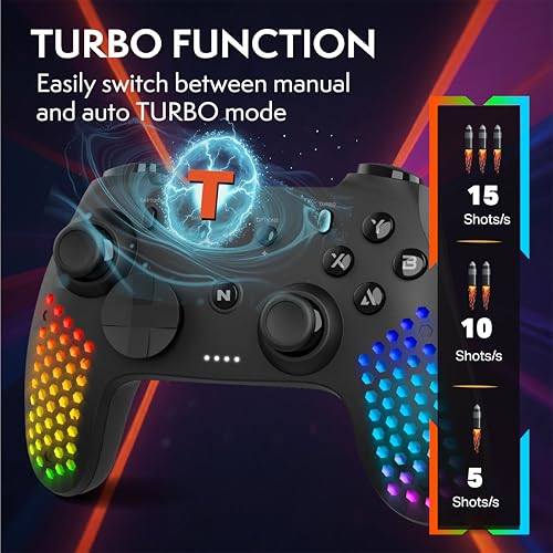 Nitho Hexagon Wireless RGB Controller for PC, Switch, Android, iOS and Windows, with 6-Axis Motion Sensor, Customizable Triggers, Detachable Phone Clamp, Lightweight Honeycomb Design - Image 4