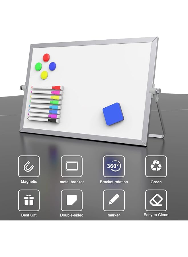 إيروريكس سبورة بيضاء قابلة للمسح الجاف مقاس 16 بوصة × 12 بوصة سبورة بيضاء مغناطيسية مزدوجة الجوانب مع حامل سبورة بيضاء محمولة للمدرسة والمنزل والمكتب والمطبخ وما إلى ذلك - Image 4