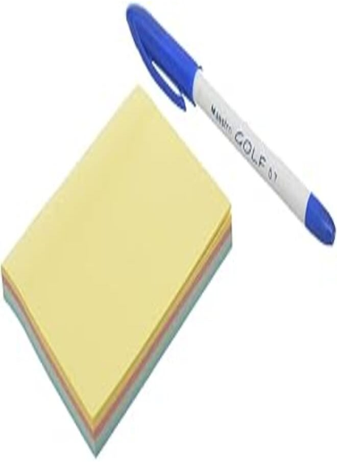 Golf Golf 9001 ball pen with sticky note include 100 sheets 3 * 4 inch 76 * 100 mm - multi color 