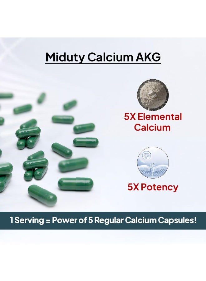 Miduty Calcium Alpha-Ketoglutarate (Ca-AKG) – 99% Stabilized Calcium AKG - Longevity & Bone Health Supplement For Men & Women – Supports Energy, Muscle Strength & Healthy Aging – 60 Capsules - Image 3