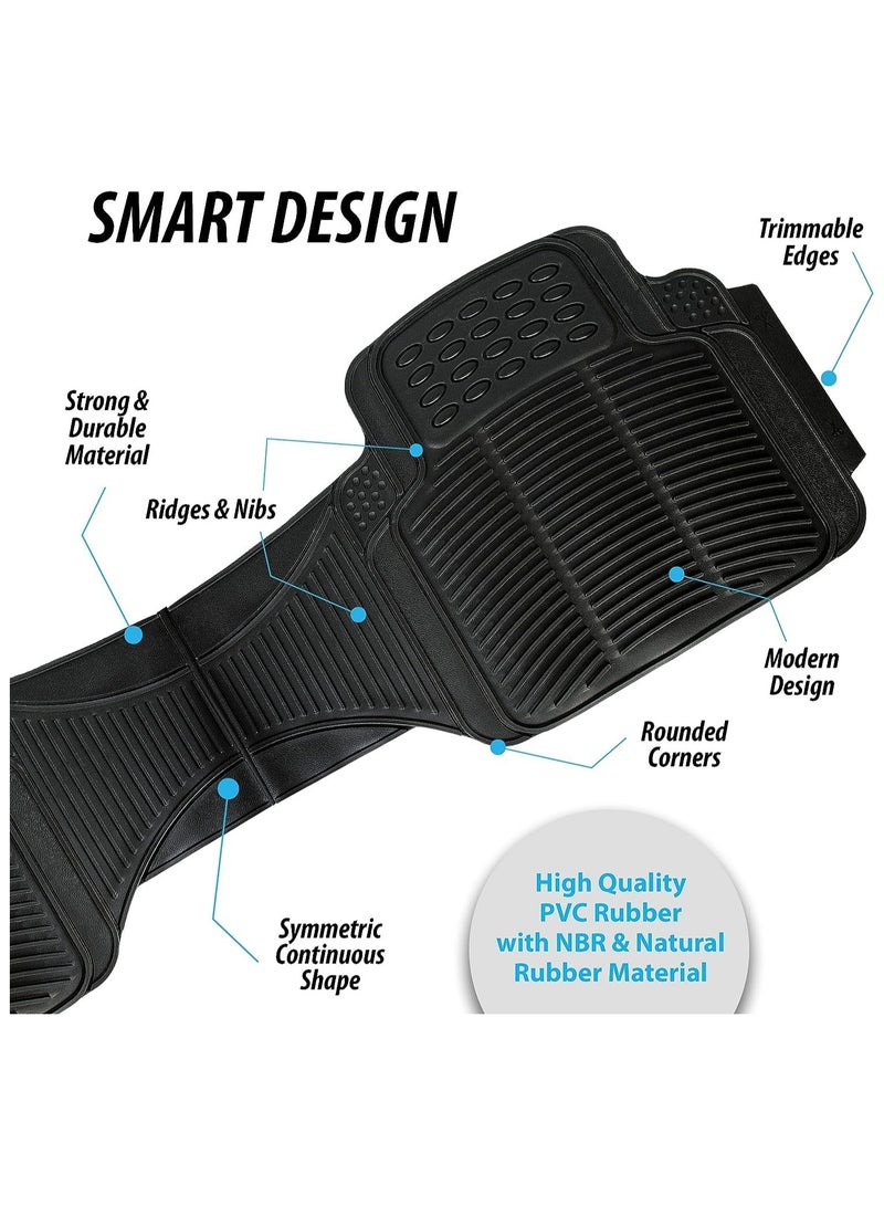 فلوشرينيك 3 قطع من سجاد السيارات، سجادة أرضية مطاطية للسيارات تناسب جميع الموديلات، مقاومة للانزلاق ومتينة للسيارات والشاحنات الرياضية متعددة الأغراض والشاحنات الصغيرة، مقاومة للماء، مناسبة لجميع الأحوال الجوية، قابلة للت - Image 3