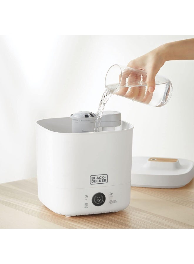 BLACK&DECKER Digital Humidifier, 110W 4L Capacity for Large Rooms up to 40m2, Touch Control, LED Display, Warm Mist, Auto Shutoff, Easy Clean Square Tank, Modern Wooden Finish  - Image 2